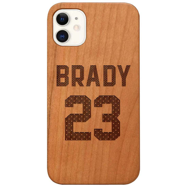 Custom Name Sports Jersey Monogram Wood Phone Case