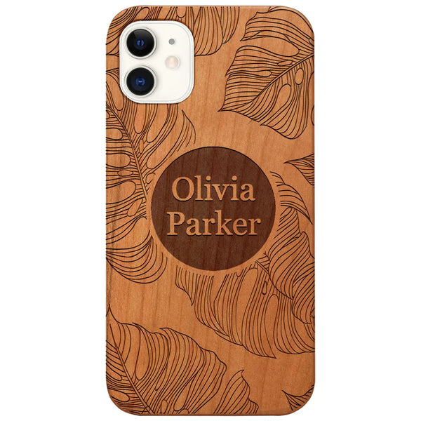 Personalize Name on Pattern Monogram Wood Phone Case