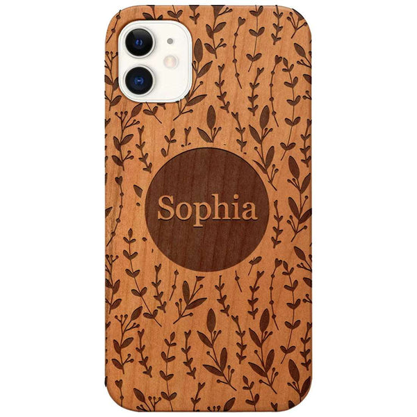 Custom Name on Pattern Monogram Personalize Wood Phone Case