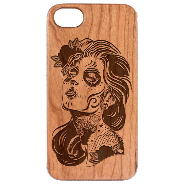 Day of Dead Girl - Engraved Wood Phone Case