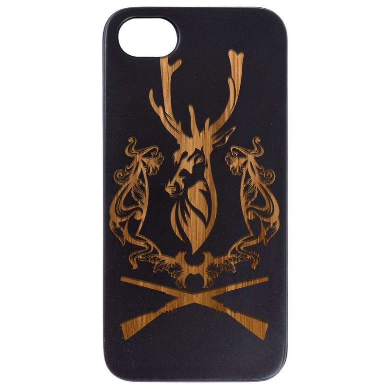 Deer with Rifles - Engraved Wood Phone Case