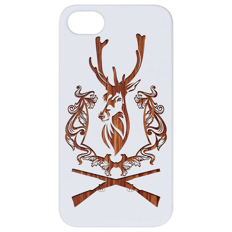 Deer with Rifles - Engraved Wood Phone Case