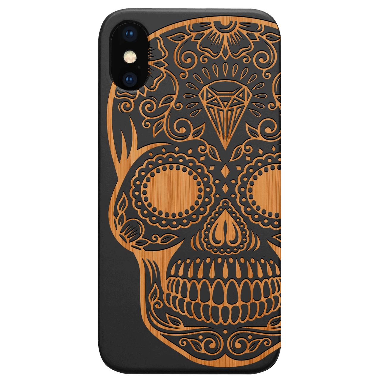 Diamond Skull - Engraved Wood Phone Case