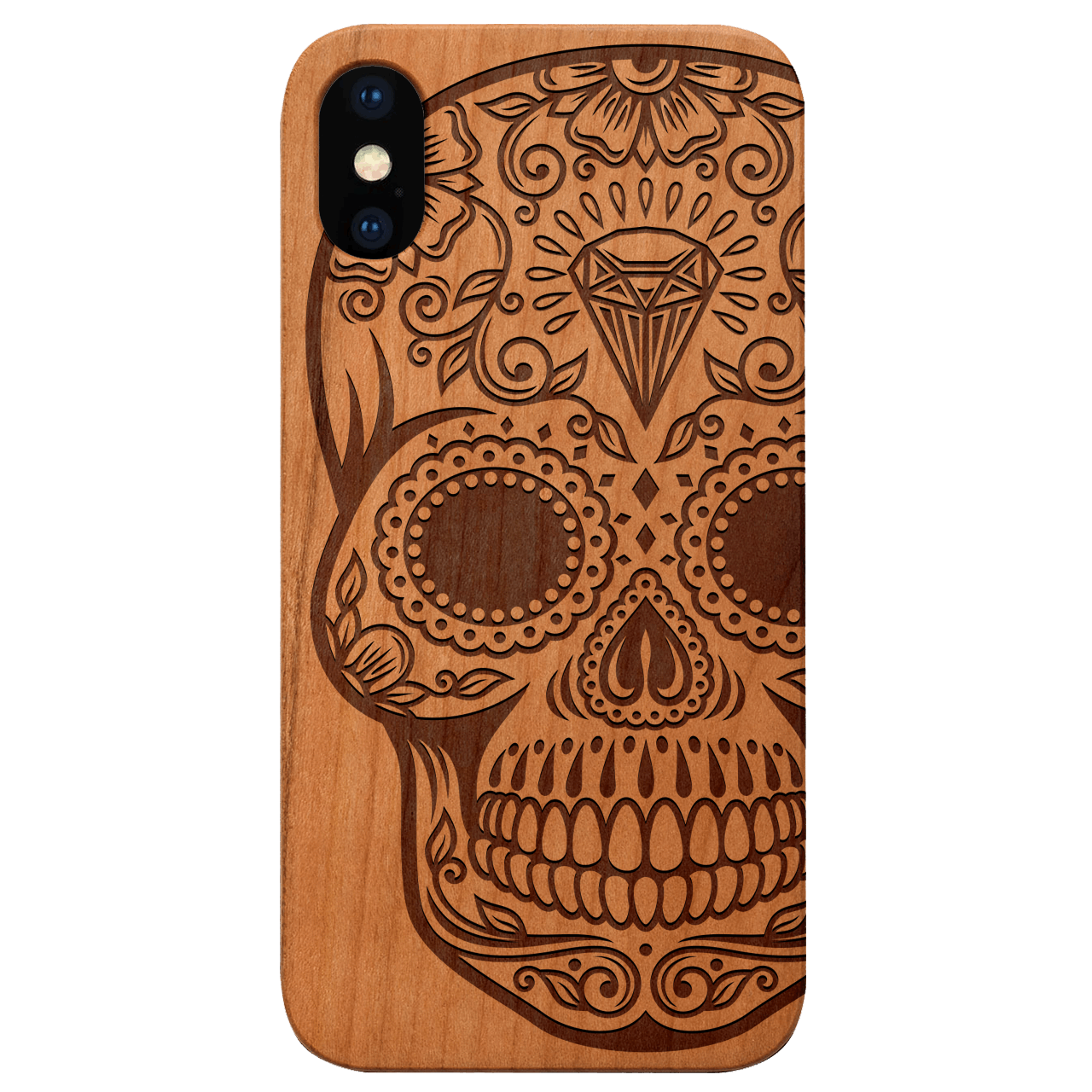 Diamond Skull - Engraved Wood Phone Case