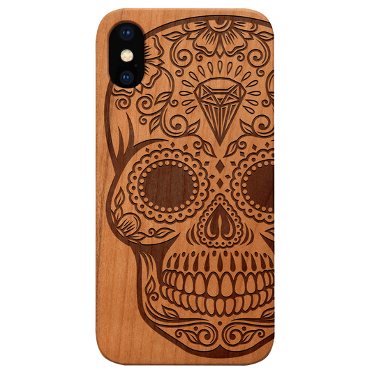 Diamond Skull - Engraved Wood Phone Case