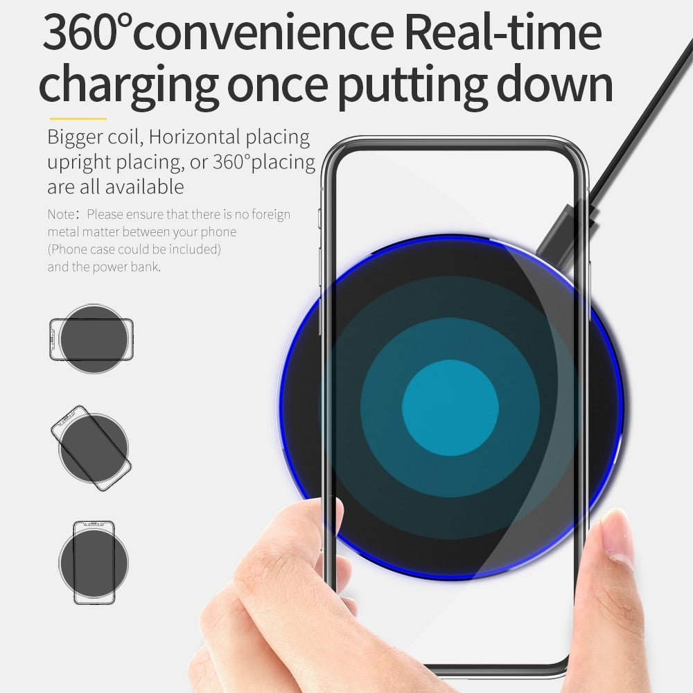 Qi Wireless Charger For iPhone 8 X XR XS Max QC3.0 10W Fast Wireless Charging