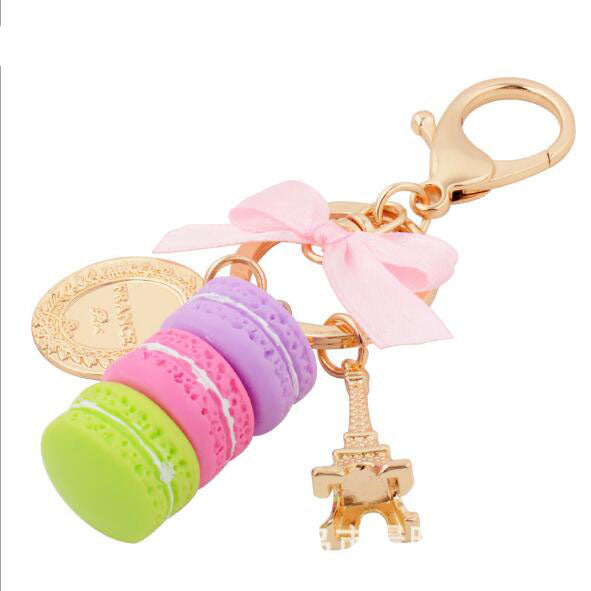 Women Cake Key chain fashion nice cute French pastries Keychain bag charm car Key Ring