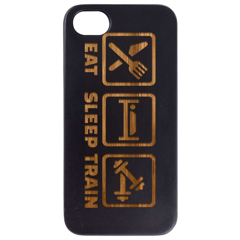 Eat Sleep Train - Engraved Wood Phone Case