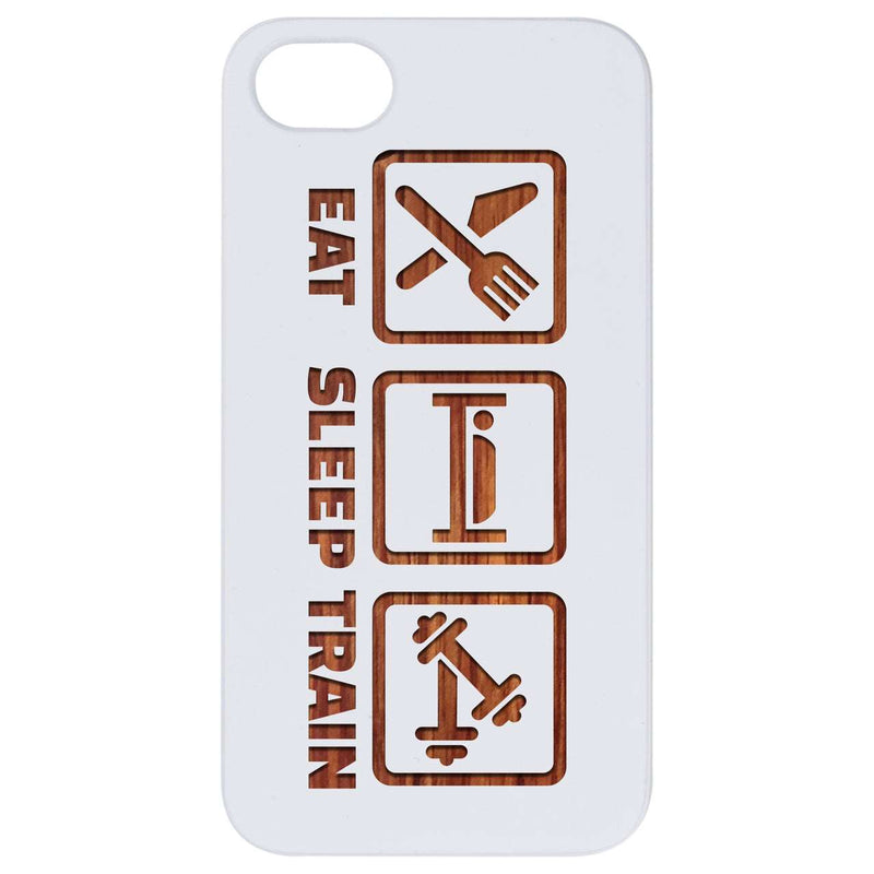 Eat Sleep Train - Engraved Wood Phone Case