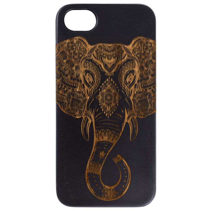 Elephant Head 1 - Engraved Wood Phone Case