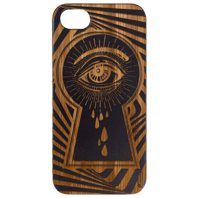 Eye at the Key Hole - Engraved Wood Phone Case