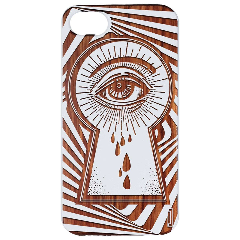 Eye at the Key Hole - Engraved Wood Phone Case