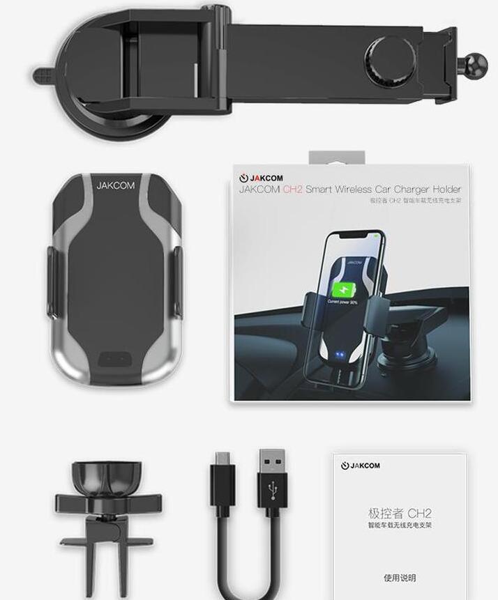 JAKCOM CH2 Smart Wireless Car Charger Holder Hot Sale in Holders As Qi Fast Charging with LED Indicator Holder Accessories