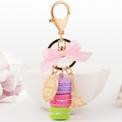 Women Cake Key chain fashion nice cute French pastries Keychain bag charm car Key Ring