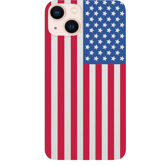 USA Flag Color Printed Wood Phone Case
