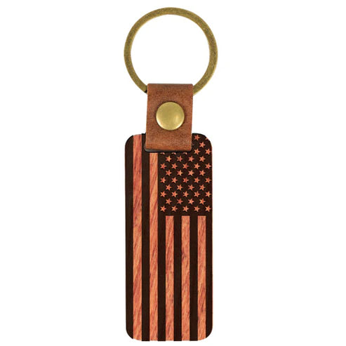 USA Flag - Wood Keychain
