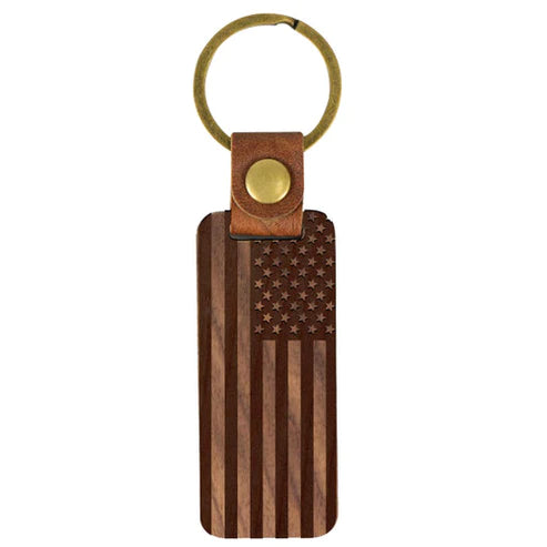 USA Flag - Wood Keychain