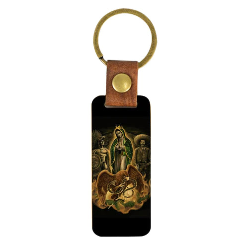 Symbols of Mexico - Wood Keychain