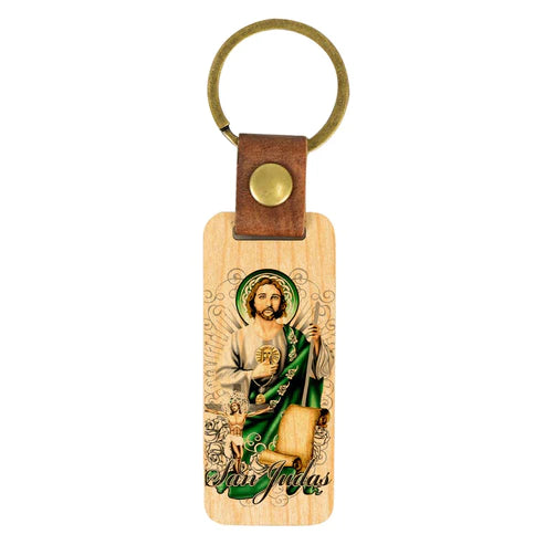 San Judas Tadeo - Wood Keychain