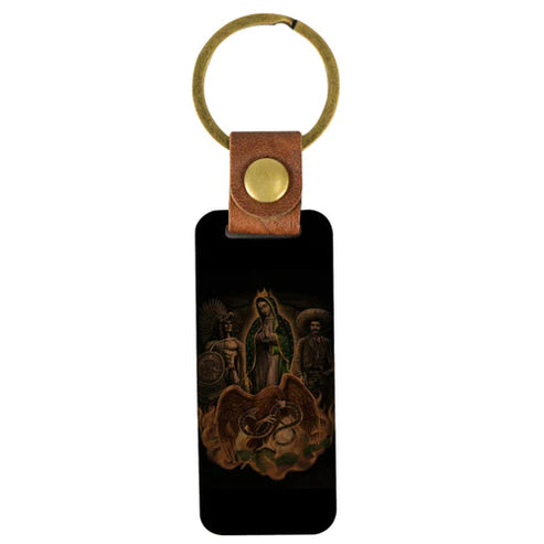 Symbols of Mexico - Wood Keychain