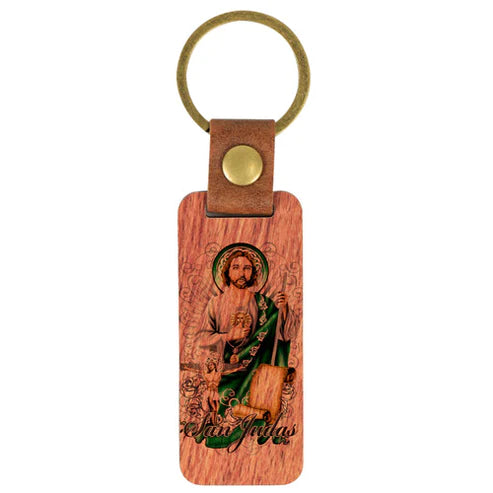 San Judas Tadeo - Wood Keychain