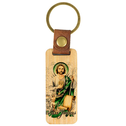 San Judas Tadeo - Wood Keychain
