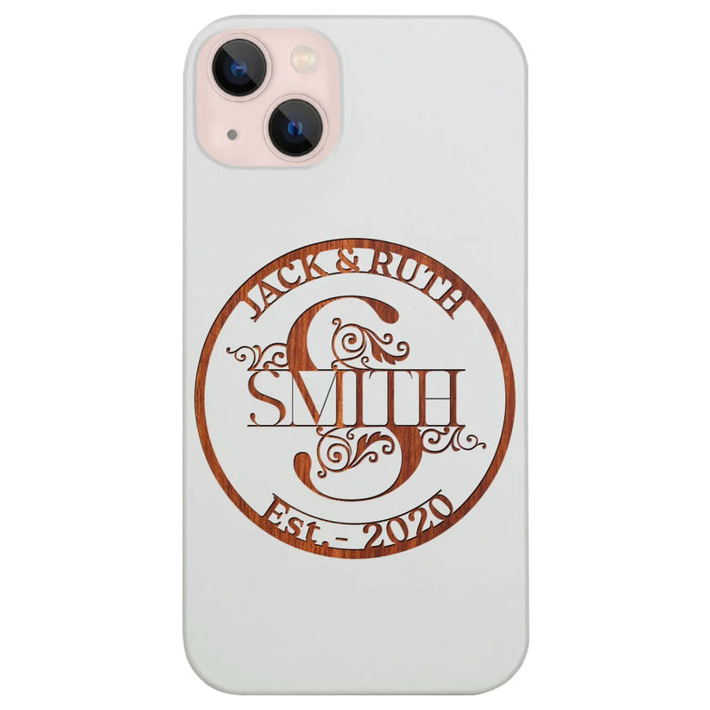 Monogram Customize Wood Phone Case - Personalized Gift For Family