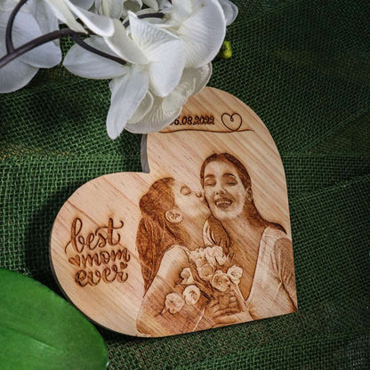 Customize Heart Shape Engrave Wood Block