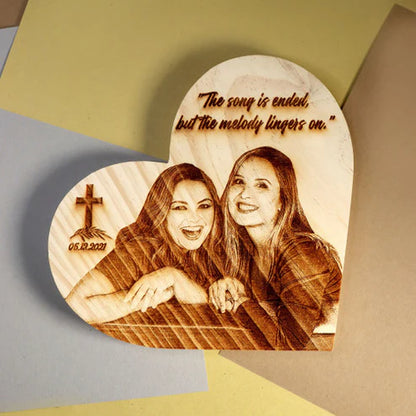 Customize Heart Shape Engrave Wood Block