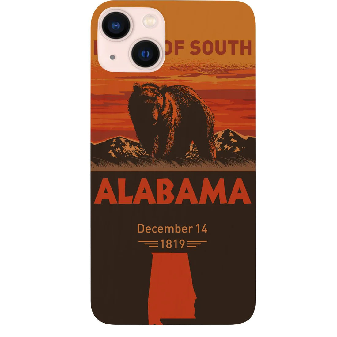 State Alabama Color Printed Wood Phone Case