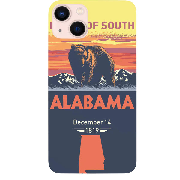 State Alabama Color Printed Wood Phone Case