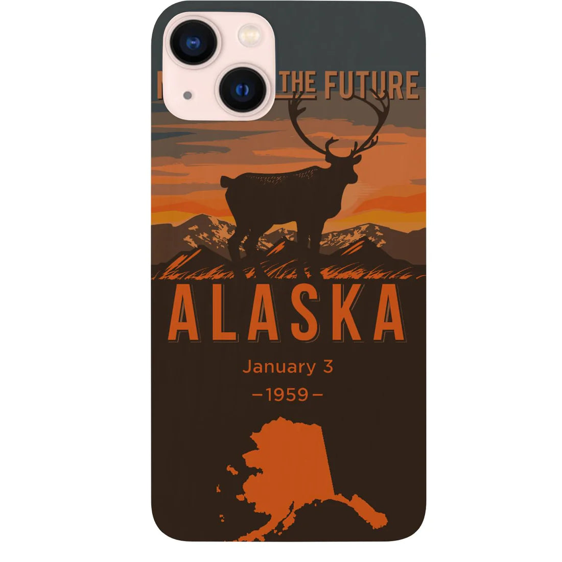 State Alaska Color Printed Wood Phone Case