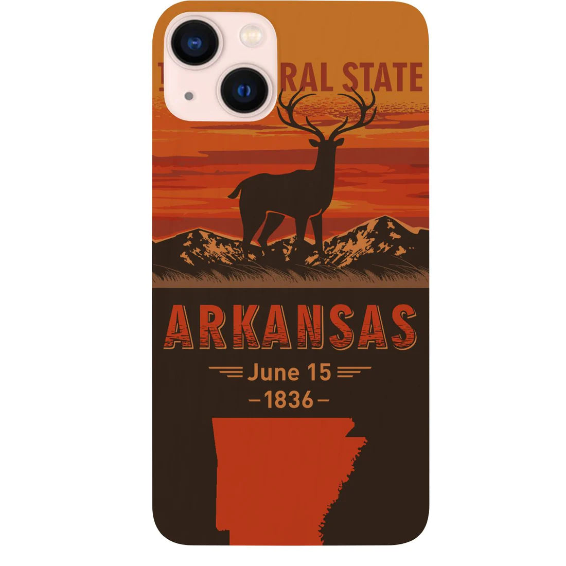 State Arkansas Color Printed Wood Phone Case