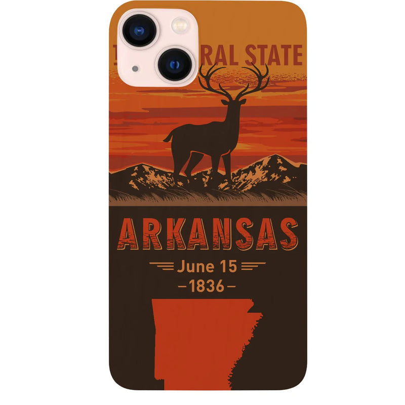 State Arkansas Color Printed Wood Phone Case