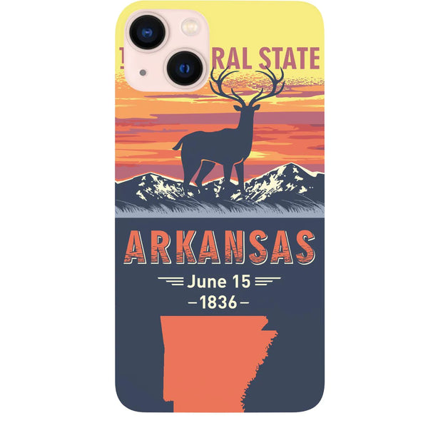 State Arkansas Color Printed Wood Phone Case