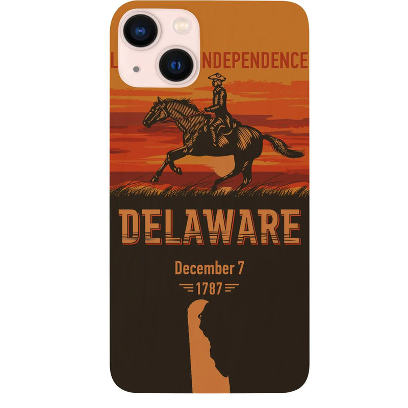 State Delaware Color Printed Wood Phone Case