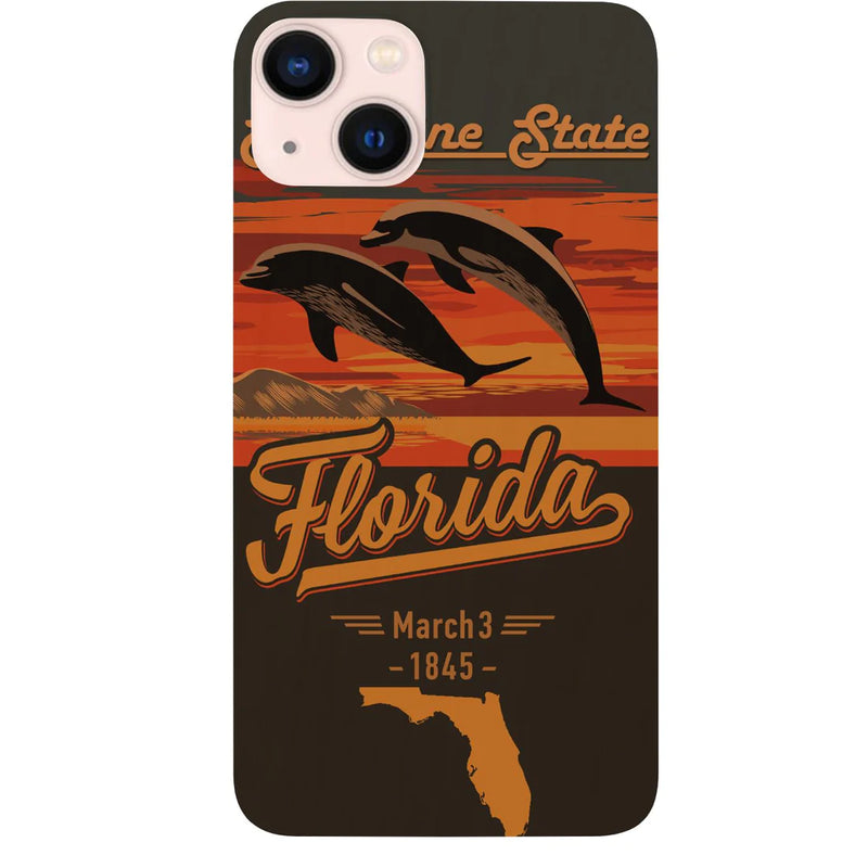 State Florida Color Printed Wood Phone Case