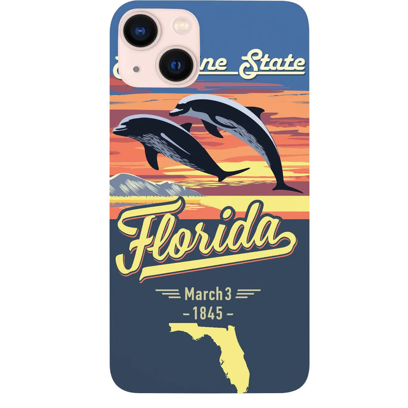 State Florida Color Printed Wood Phone Case