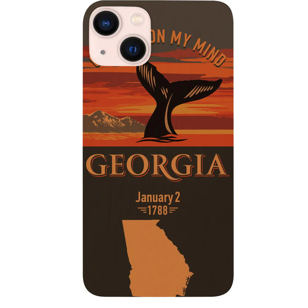 State Georgia Color Printed Wood Phone Case