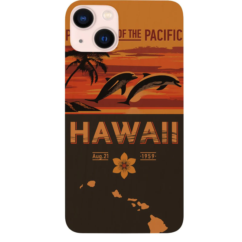 State Hawaii Color Printed Wood Phone Case