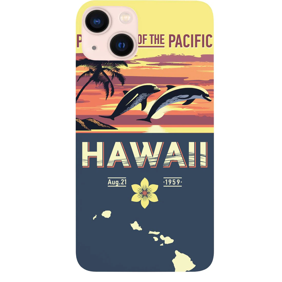 State Hawaii Color Printed Wood Phone Case