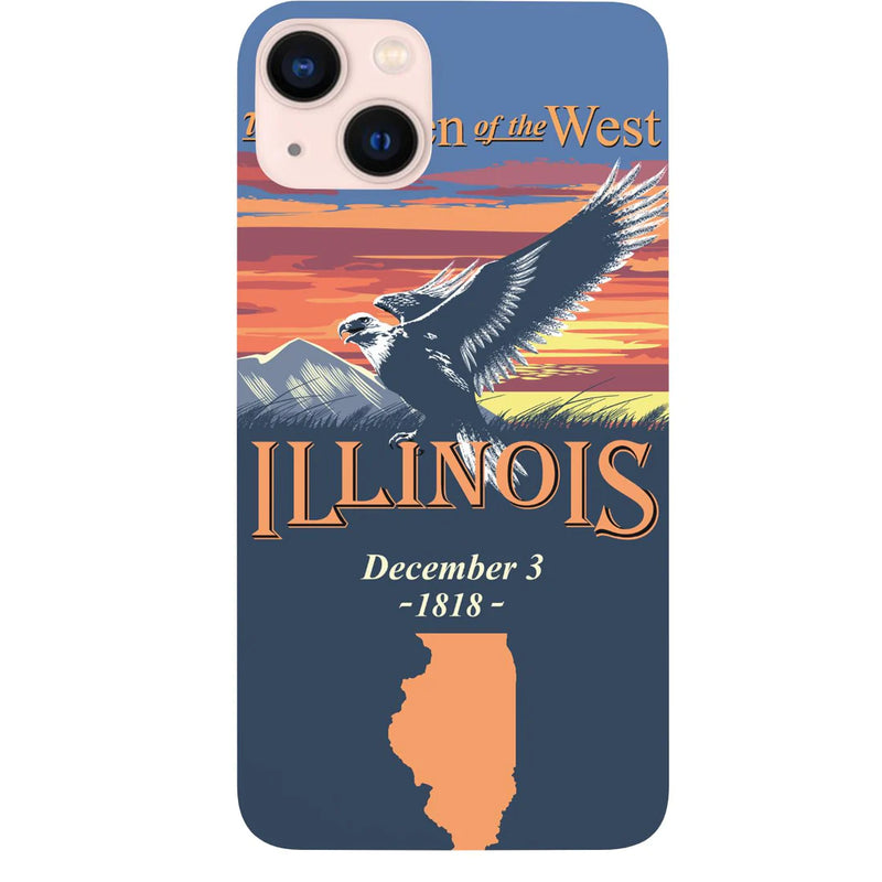 State Illinois Color Printed Wood Phone Case