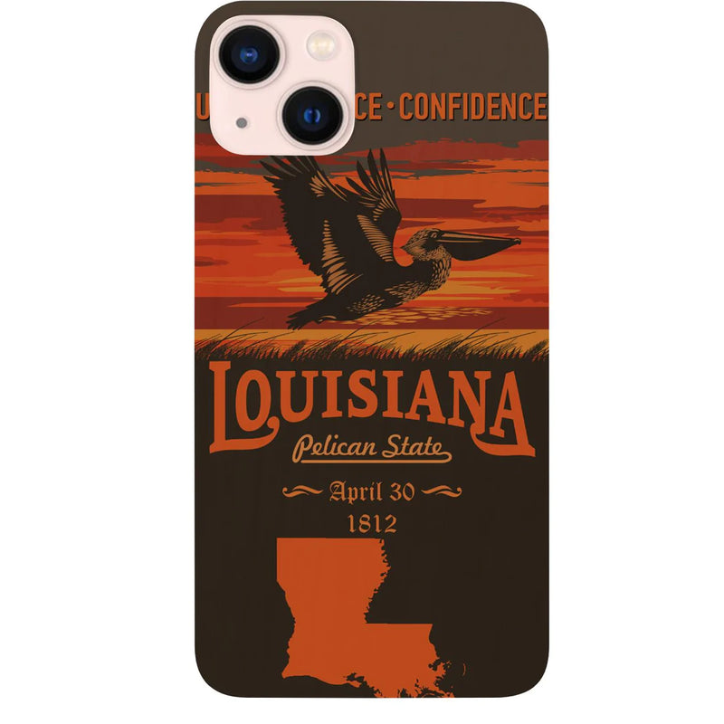 State Louisiana Color Printed Wood Phone Case