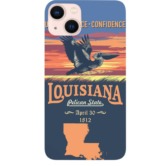 State Louisiana Color Printed Wood Phone Case