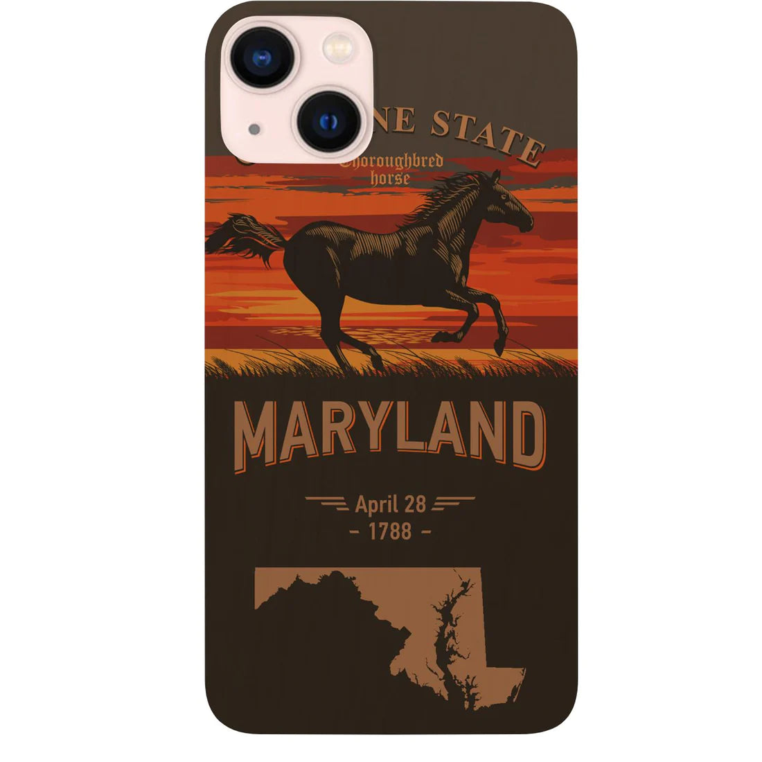 State Maryland Color Printed Wood Phone Case
