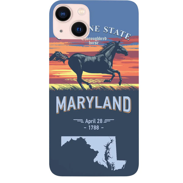 State Maryland Color Printed Wood Phone Case