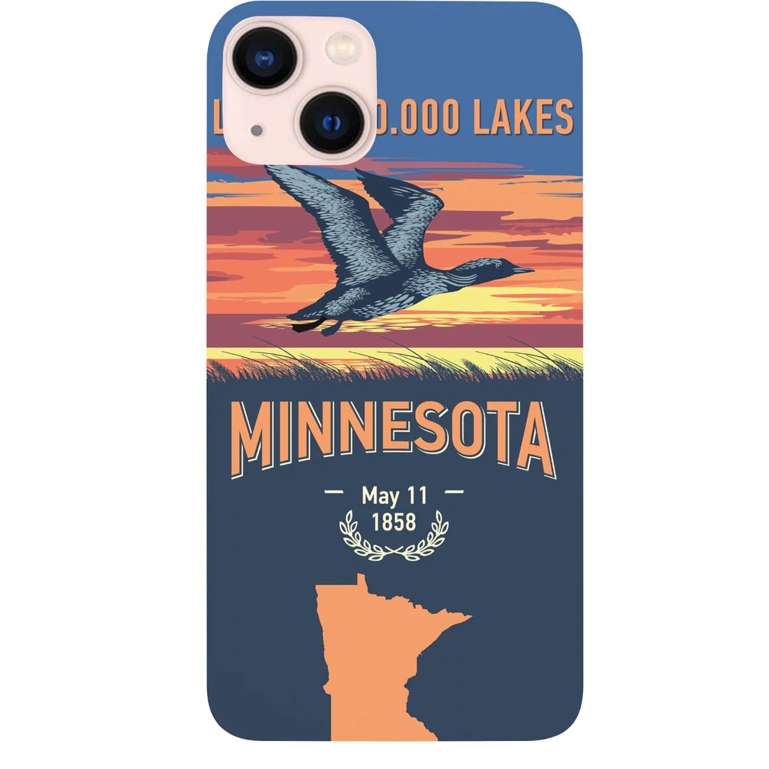 State Minnesota Color Printed Wood Phone Case