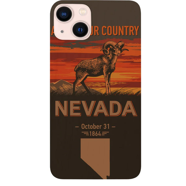 State Nevada Color Printed Wood Phone Case
