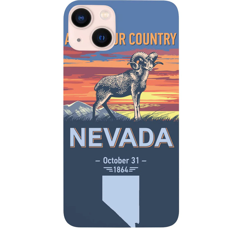 State Nevada Color Printed Wood Phone Case
