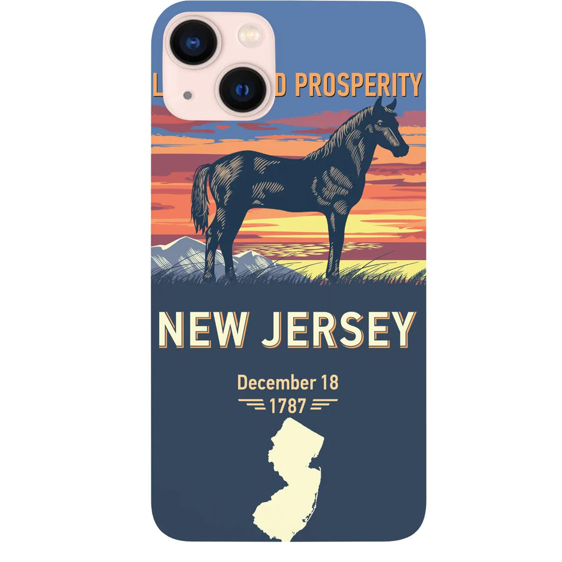State New Jersey Color Printed Wood Phone Case